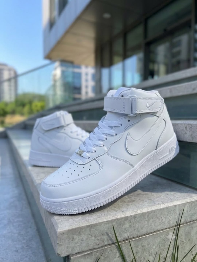 Nike Air Force 1 Mid 07 Beyaz Hakiki Deri Sneaker - Hakiki Deri Erkek Kundura